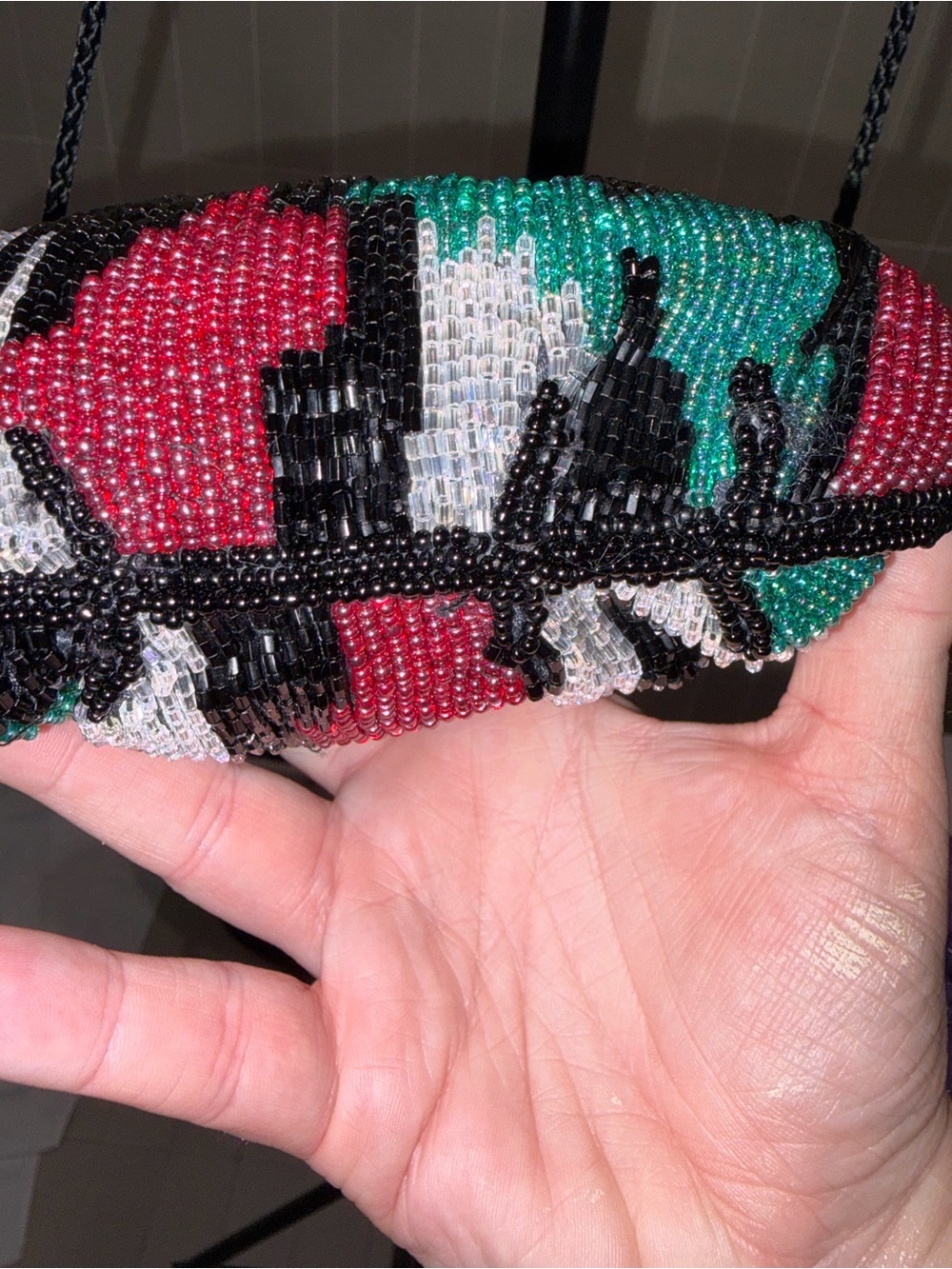 Bijoux Terner Vintage Beaded Abstract Evening Clutch – Turquoise, Pink & Silver - Picture 3 of 6